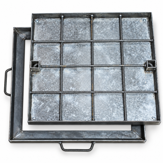Tapa metálica para cámara de inspección 60x60x4 cm para hormigonar